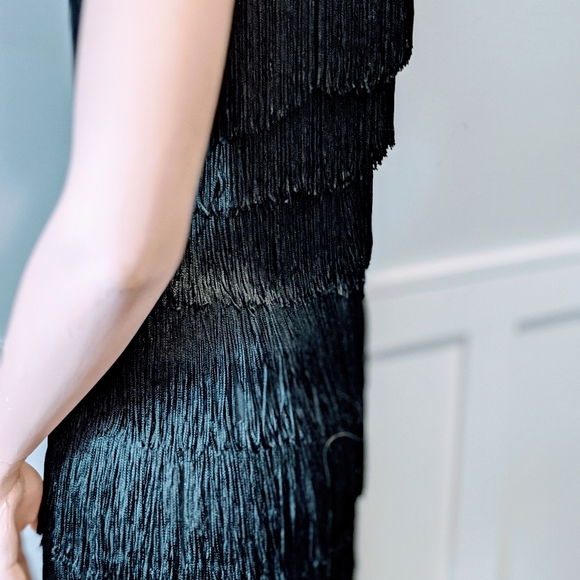 Black mini Flapper Dress Large Wiggle Fancy - Picture 3 of 12